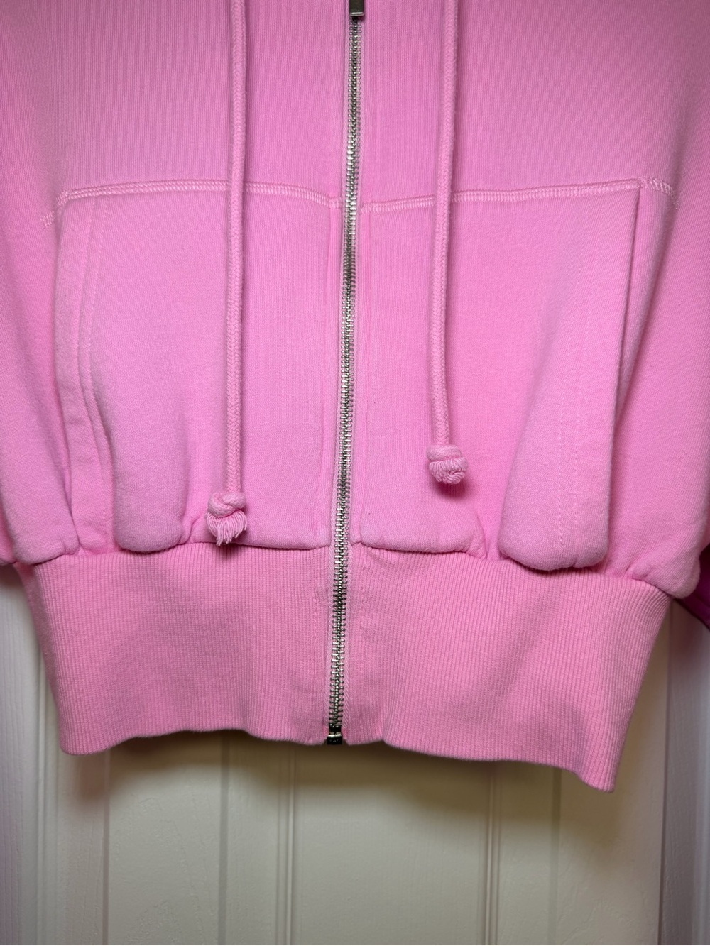 Zara Bubblegum Pink Cropped‎ Zip Hoodie Small Soft Girl Y2K Athleisure - Picture 6 of 13